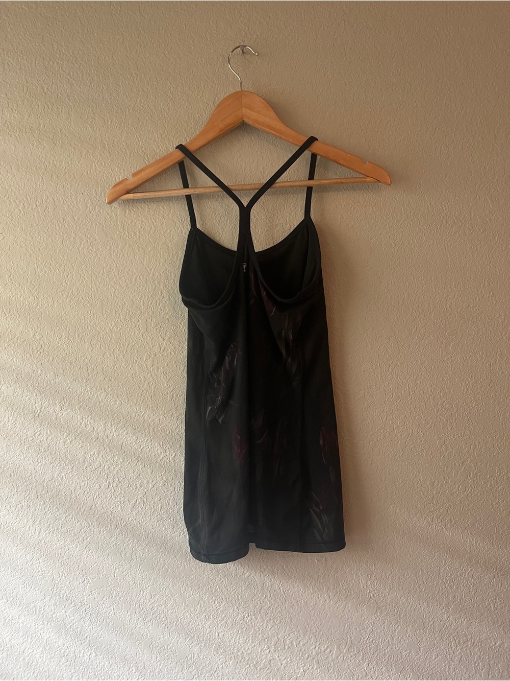 Lululemon athletica Black Floral Workout Tank with Built in Bra